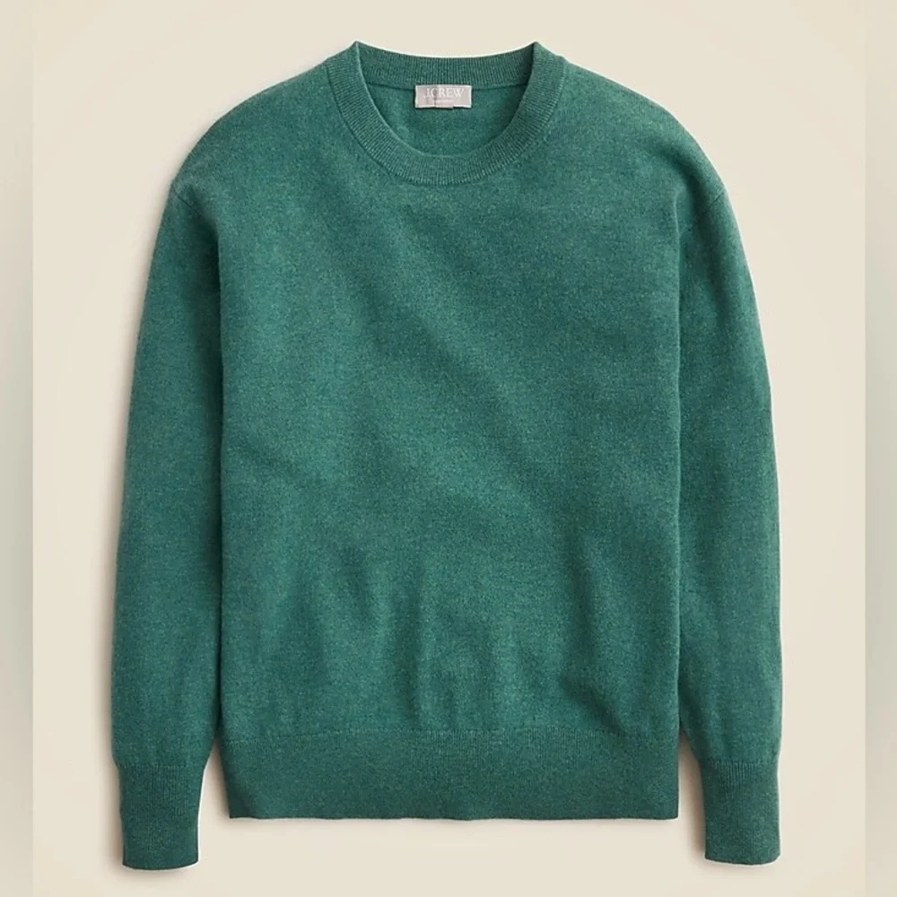 NWOT J. Crew Cashmere relaxed crewneck sweater Size S Deep Sea Multi Heather